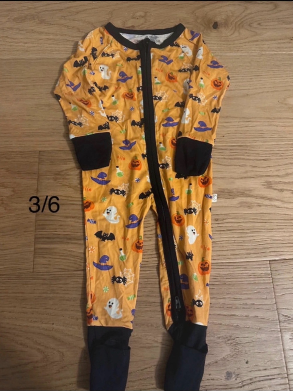 Dreamy Bamboo Halloween Print One-Piece Pajamas - Orange